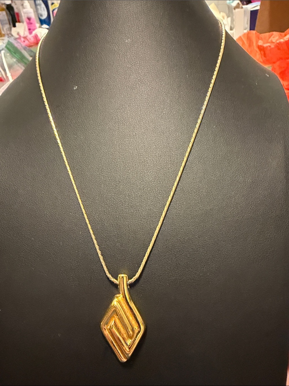 Vintage Monet Gold Pendant Necklace Women Jewelry 18” very good condition